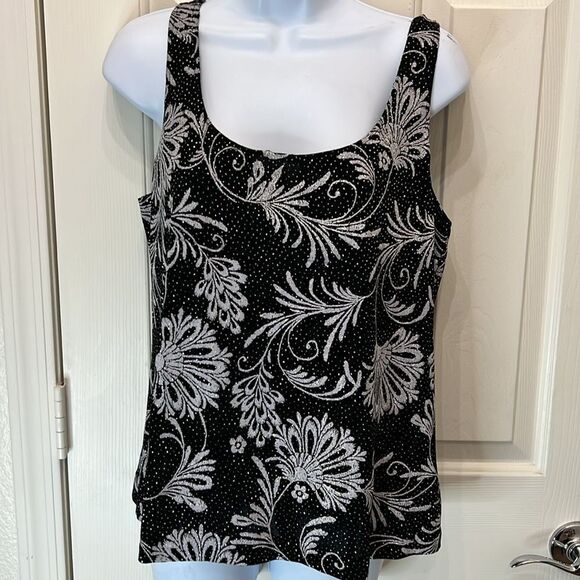 Alex Evening Twin Set Sz Large Diamond Glitter Scoop Neck Tank 3/4 Sleeve Jacket - Picture 6 of 16